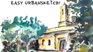 Easy Urban Sketch with Watercolour and Ink - Negative Painting and Light
