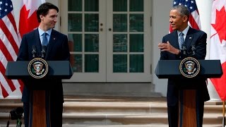 Justin Trudeau & Barack Obama White House  Rose Garden media conference, March 10, 2016