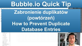 Bubble.io Quick Tip: Zabronienie duplikatów (powtórzeń) - How to Prevent Duplicate Database Entries