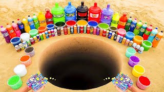 Variety Soft Drinks & Giant Mirinda, Fanta, Chupa Chups, Monster, Coca Cola vs Mentos in the Hole