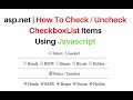 How To check Uncheck All Checkboxes In CheckboxList | javascript asp.net