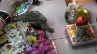 Varamahalakshmi pooja Varalakshmi Vratham welcoming Lakshmi with kolam , song , aarti