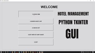 Hotel Management System Python Tkinter GUI