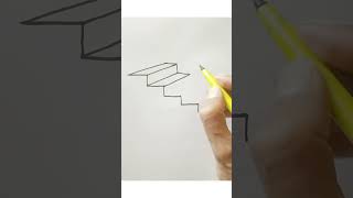 How to draw easy 3d stair ine point perspective #shorts  #drawing