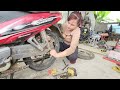 Genius girl restores severely damaged motorbike