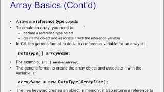 C# Chapter 7 Arrays and Lists Part 2 Array Basics swf