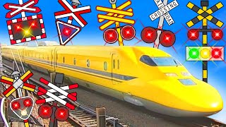 踏切 ドクターイエロー【電車】新幹線 【ふみきり 鉄道】Railroad Crossing Train Animation