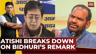 Delhi CM Atishi Gets Emotional LIVE | Atishi Breaks Down On Bidhuri's Statement | Delhi Elections