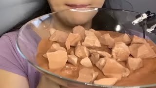 ASMR Red clay in Red Paste💦Earthy+ Smoky taste🤤clay paste ASMR/clay eating ASMR🤩#asmr #clay #chalk🤩