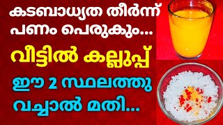 കടം പൂർണ്ണമായും തീർന്ന് പണം പെരുകും... വീട്ടിൽ കല്ലുപ്പ് ഈ 2 സ്ഥലത്ത് വച്ചാൽ മതി !!!