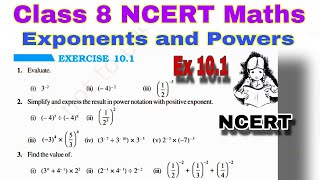 Class 8 NCERT Maths Exercise 10.1 | Exponents and Powers | NCERT | Class 8 | Chapter 10 | Exponents