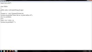 Java Program | Print Multiplication Tables of given number