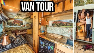 VAN TOUR | couple turns SPRINTER VAN into incredible OFF GRID TINY HOME for FULL TIME VAN LIFE