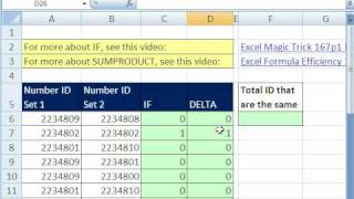Excel Magic Trick 429: Count IDs that Are the Equivalent (DELTA function)