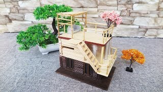 Building Popsicle Stick House Without Hot glue gun -   Dreamhouse  \  Crafts Ice cream Stick
