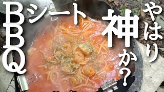 【100均 キャンプ】BBQシートでこれも普通に作れます。ダイソーハンモックでソロキャンプ