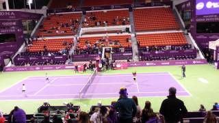 Victoria Azarenka playing tennis with kids at Qatar Total open