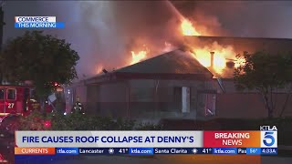 Fire causes roof collapse at Denny's in Commerce