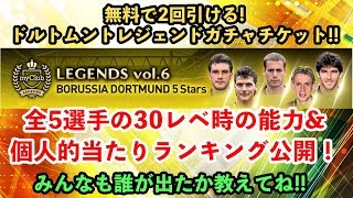 【ウイイレアプリ2018】ドルトムントレジェンドも来てた！全5選手の30レベ時の能力値＆個人的当たりランキングを公開！