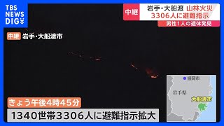 岩手・大船渡市　山林火災延焼中　消火活動続く　男性1人の遺体発見　1340世帯3306人に避難指示｜TBS NEWS DIG