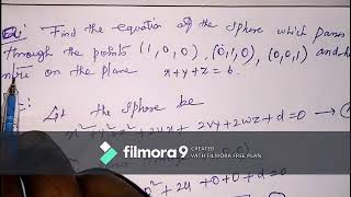 Find the equation of Sphere which passes through three given points and centre lie on a given plane