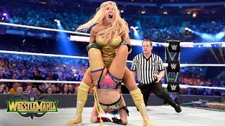 Charlotte Flair and Asuka fight tooth-and-nail for the SmackDown Women's Title: WrestleMania 34 Charlotte Flair and Asuka fight tooth-and-nail for the SmackDown Women's Title: WrestleMania 34