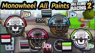 Hill Climb Racing 2 New Vehicle MONOWHEEL All Paints 💗💙💚