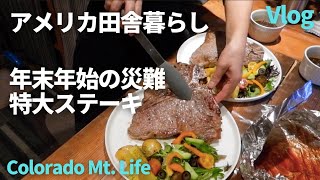 【アメリカ生活】アメリカンな特大ステーキ晩ご飯/今年の初スキー/年末年始にあった出来事/T-bone steak/Cross-country ski/Flock of turkeys/Vlog