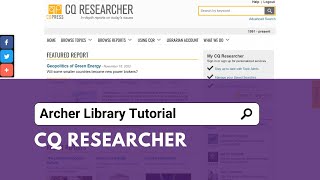 CQ Researcher • Database Overview