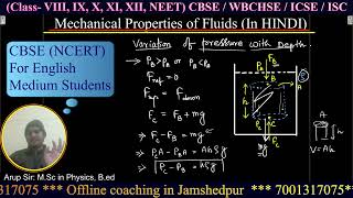 Variation of Pressure with Depth /PART 3 Fluid mechanics/ ARUP SIR - From The Basics