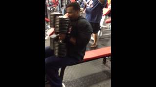 Horace Lane 200 lb DB for 5 reps