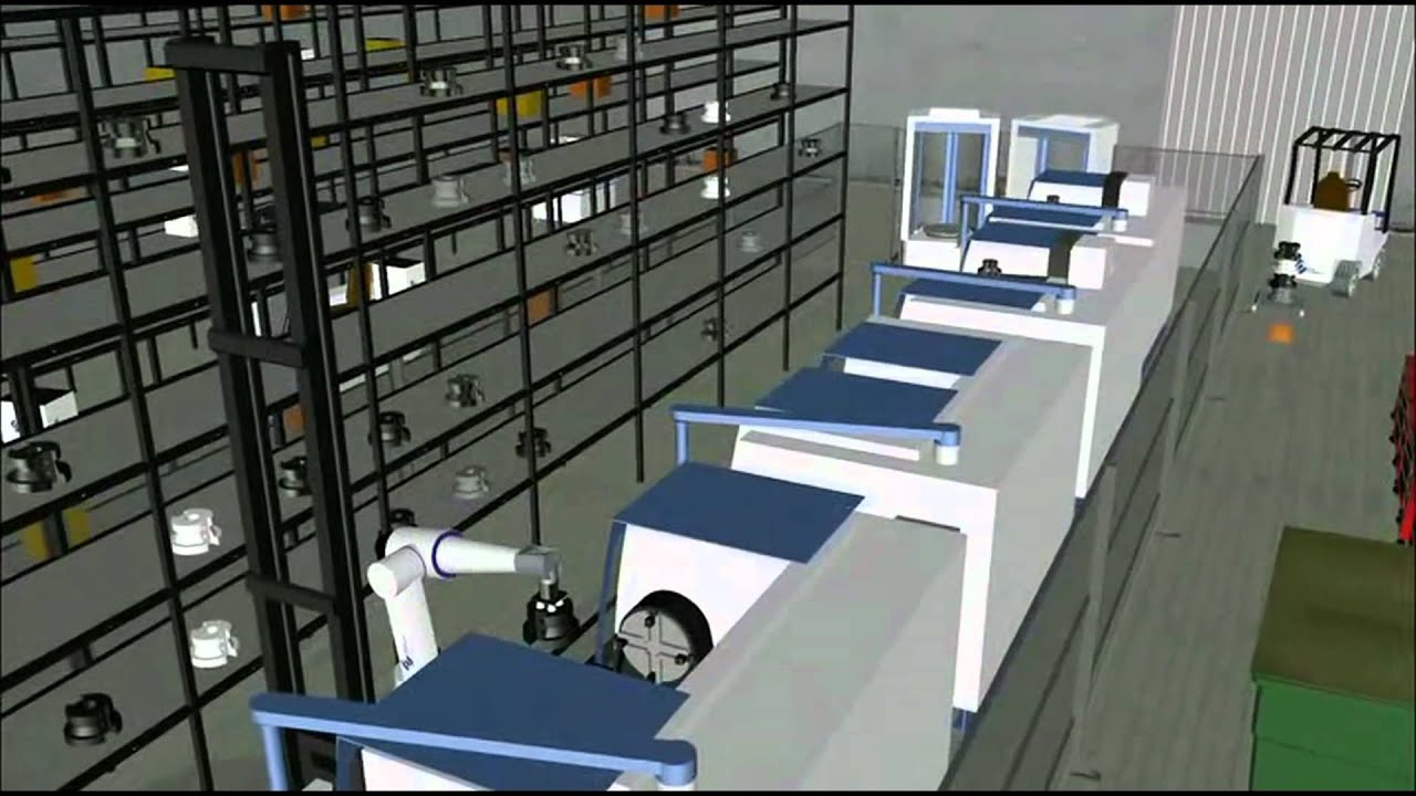 Flexible Manufacturing System (FMS) Simulation - YouTube