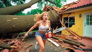 Dangerous Fastest Idiots Cutting Tree Fails Skill With Chainsaw : Tree Falling on Houses #22