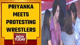 Wrestlers' Protest: Priyanka Gandhi Reaches Jantar Mantar, Extends Support To Grapplers