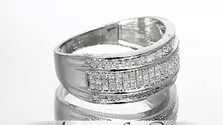 10K White Gold Mens Diamond Wedding Band 0.38 Ctw