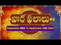 Vaara Phalalu | September 08th To September 14th 2024 | Weekly Horoscope 2024 | Bhaktione