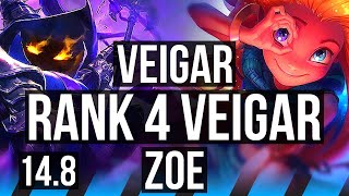 VEIGAR vs ZOE (MID) | Rank 4 Veigar, 69% winrate, 11/3/8, Dominating | EUW Challenger | 14.8