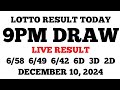 Lotto Result Today 9PM Draw December 10, 2024 PCSO LIVE Result