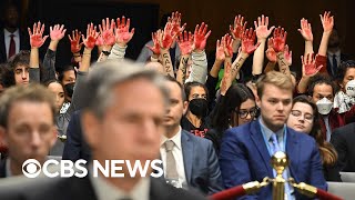 Watch: Protesters calling for cease-fire in Gaza disrupt Senate hearing over Israel aid