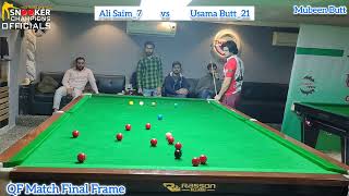 Snooker Deciding Frame 2_2 | Usama Butt Vs Ali Saim | QF Match, The Q Club | Opening Tournament #20k