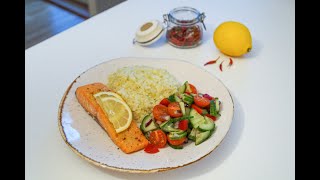 Blomkålris m. ovnsbakt laksefiletLAVKARBO🇳🇴Рис из цветной капусты филе лосося🇸🇮  Cauliflower rice🇺🇸