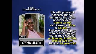 Cyrina James ~ Short Obituary