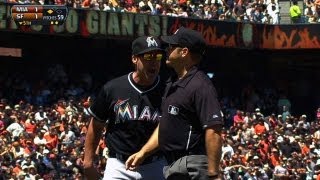 MIA@SF: Redmond ejected arguing umpires' ruling