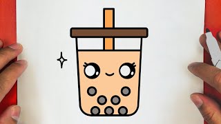 HOW TO DRAW A CUTE BUBBLE MILK TEA, STEP BY STEP, DRAW Cute things