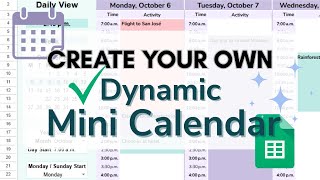 How to Create a Dynamic Mini Calendar in Google Sheets | Step-by-Step Tutorial for Beginners