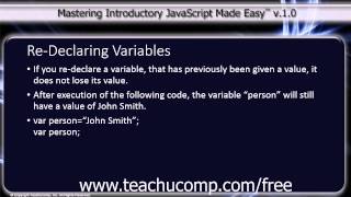 JavaScript Training Tutorial Re-Declaring Variables