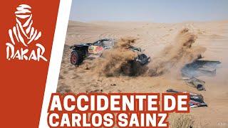 ¡ACCIDENTE EN EL DAKAR! Carlos Sainz VUELCA su Ford en la segunda etapa