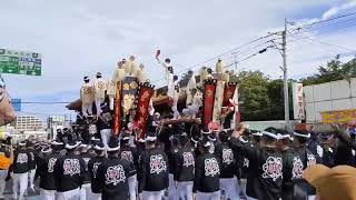 令和4年岸和田だんじり祭り。中町と中ノ濱町が並んで曳行！