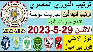 ترتيب الدوري المصري وترتيب الهدافين اليوم الاثنين 29-5-2023 الجولة 27 المؤجلة - فوز الاهلي