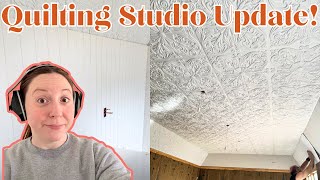 Quilting Studio Update! Ceiling Tiles and Shiplap Walls!